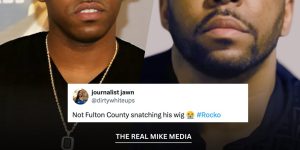 Social media is saying Fulton County made Rocko remove his wig for his mugshot.