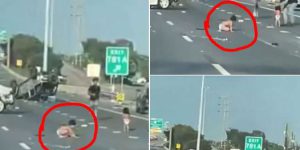 Shocking video shows two toddlers walking in middle of Texas highway after rollover crash